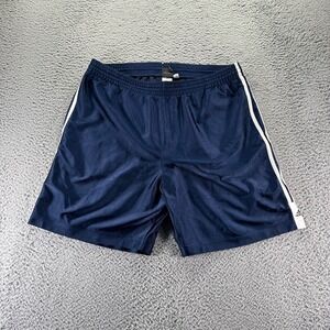 Vintage Adidas Running Shorts Mens XL Blue Polyester Stretch Three Stripes